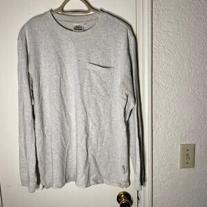 Beardedgoat Mens Long Sleeve Pocket T-Shirt Light Grey Heather Cotton Size M